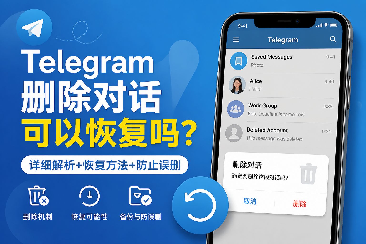 Telegram訊息刪除後可否找回？